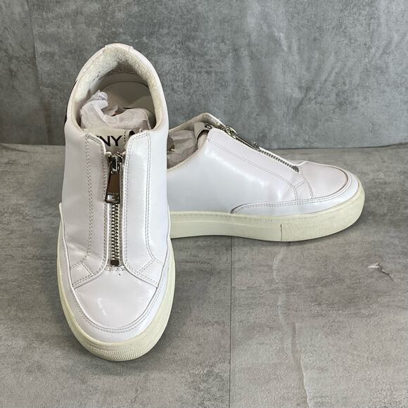 DKNY Women's White Caleb Logo Slip-On Zip-Up Sneakers SZ 6.5 - Picture 4 of 8